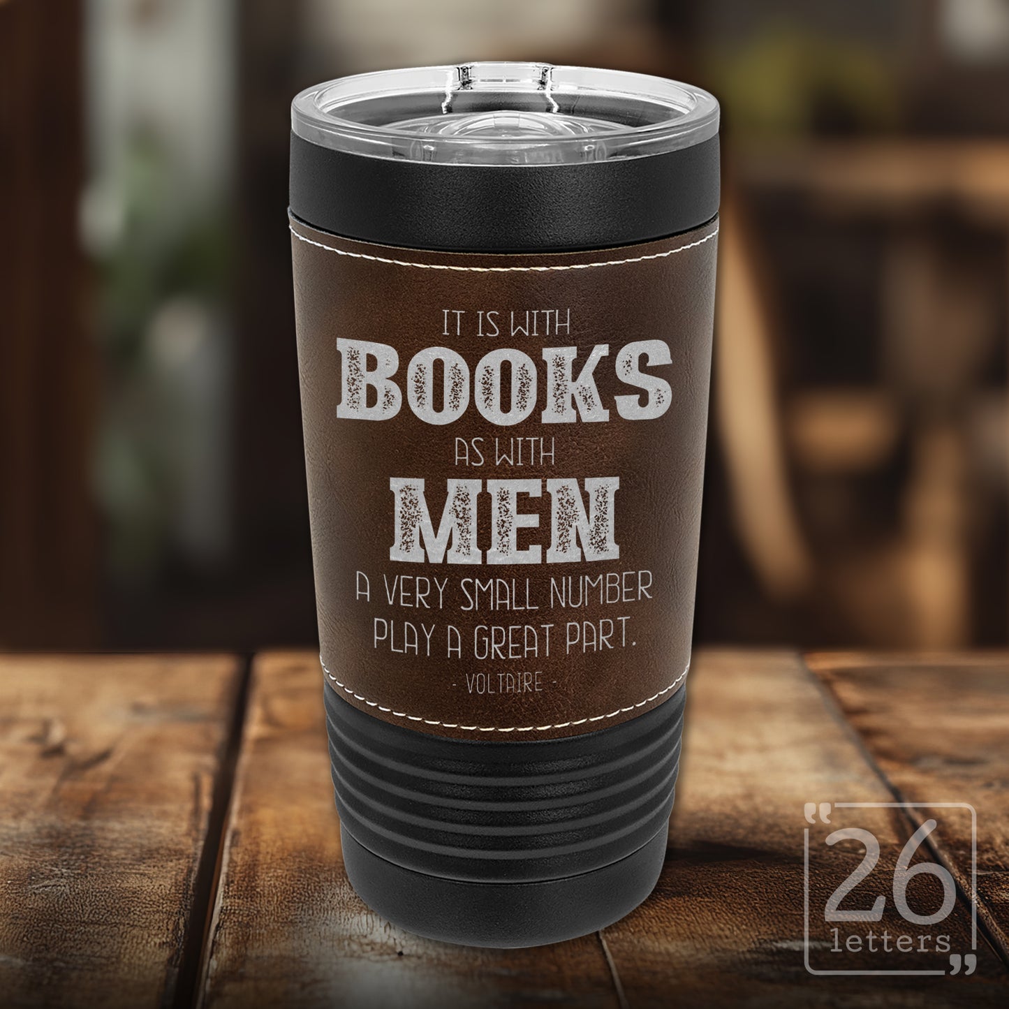 Books & Men - Leatherette & Black 20 oz Tumbler