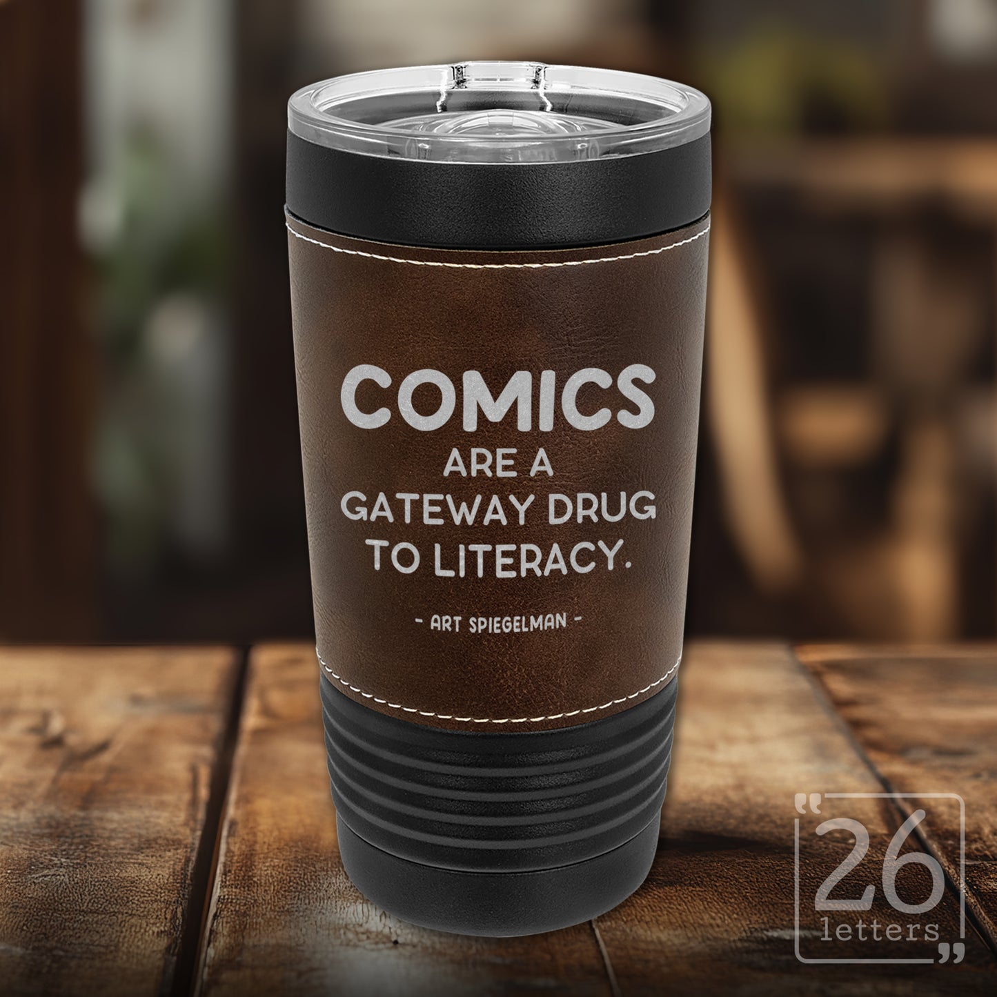 Comics - Leatherette & Black 20 oz Tumbler