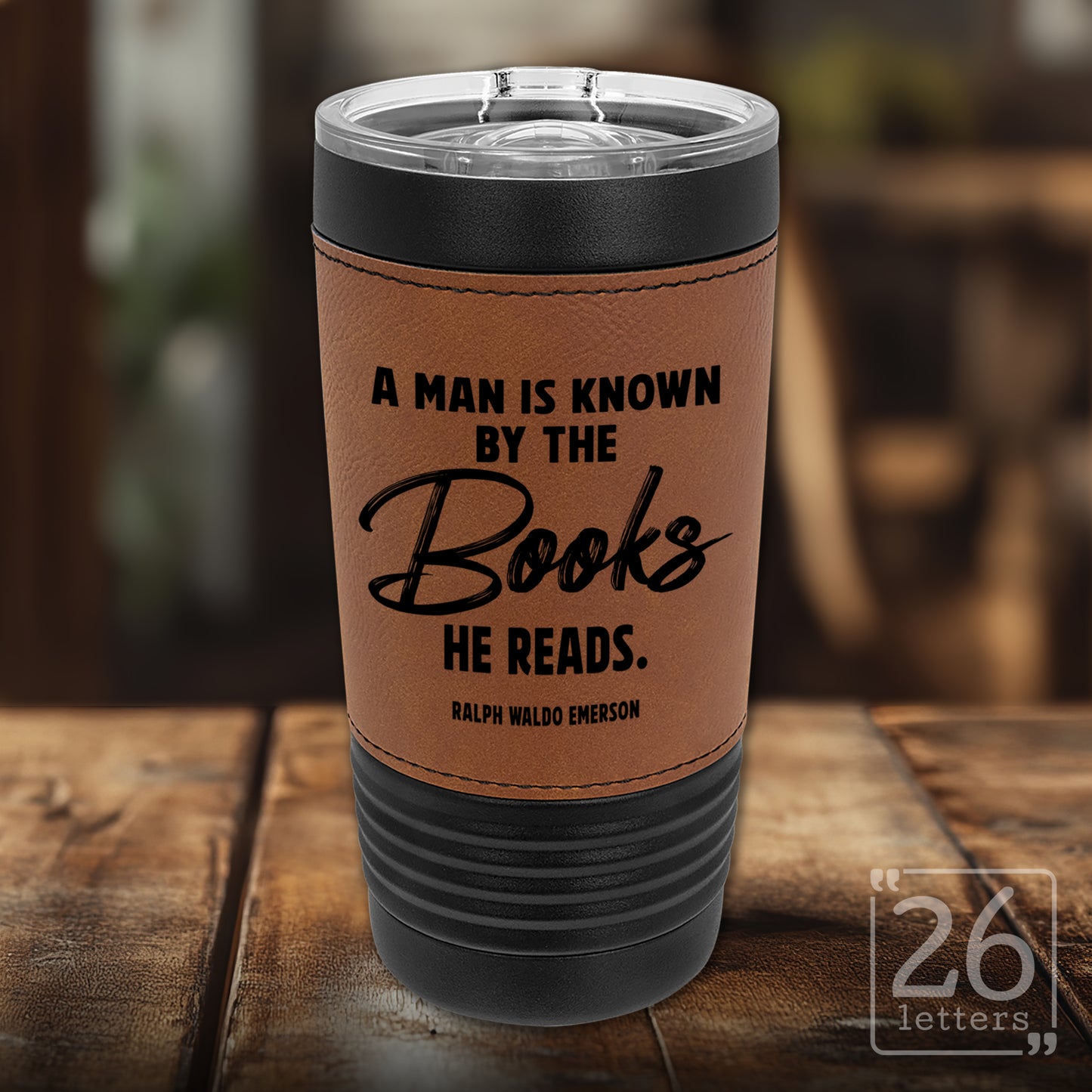 A Man is Known - Leatherette & Black 20 oz Tumbler