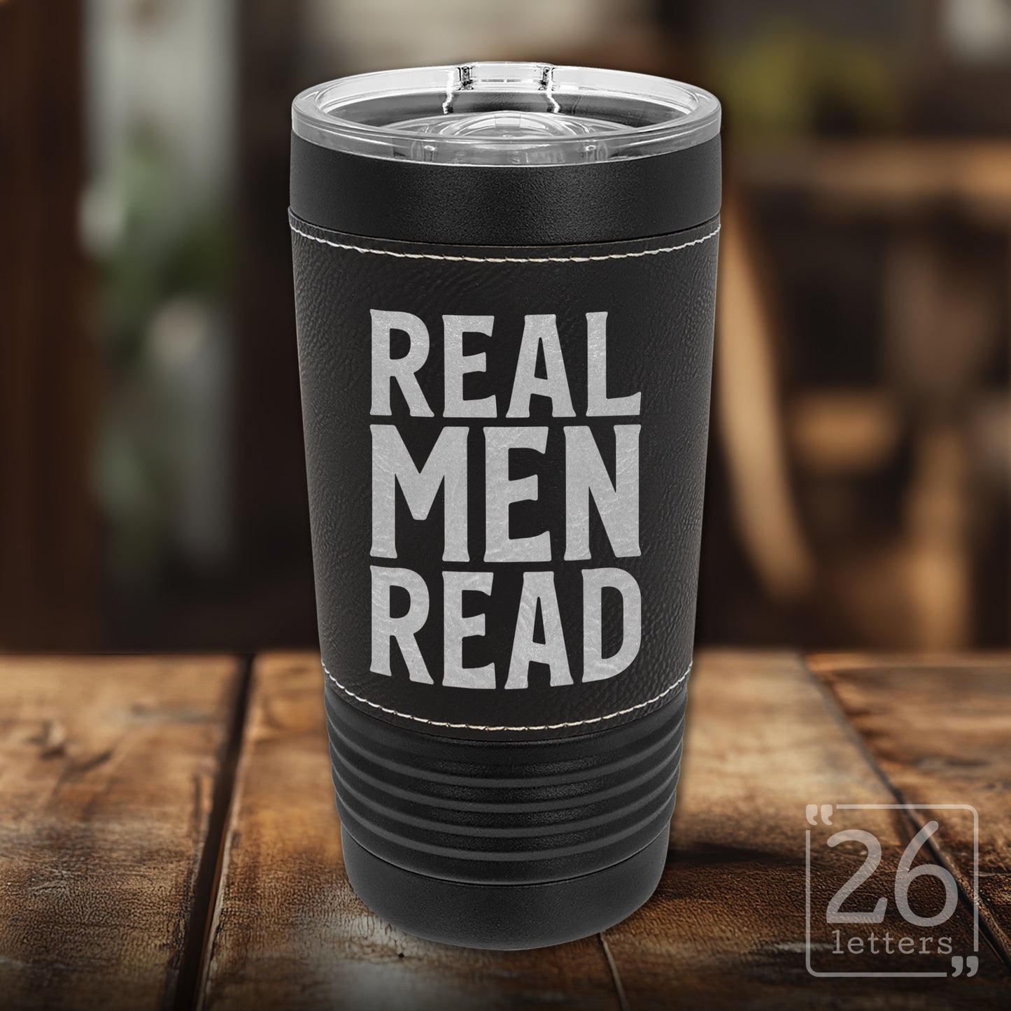 Real Men Read - Leatherette & Black 20 oz Tumbler