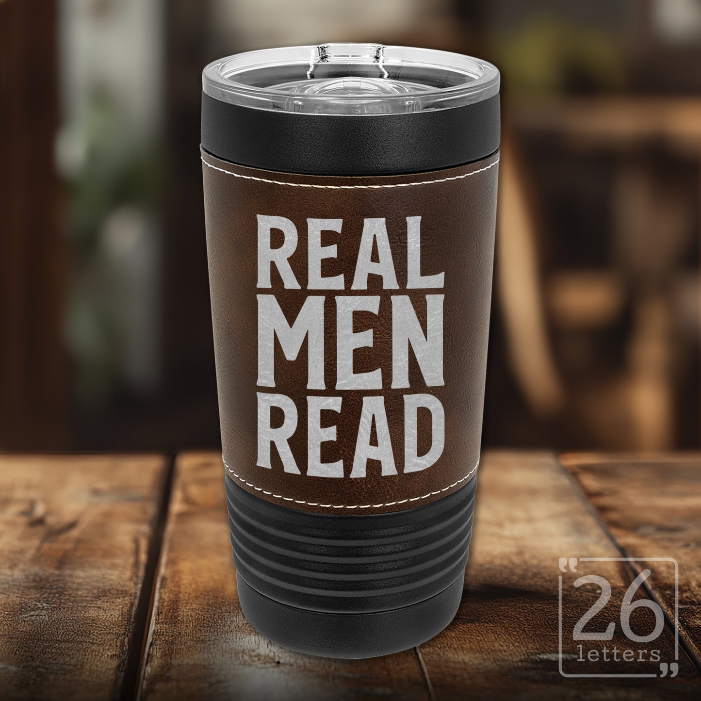 Real Men Read - Leatherette & Black 20 oz Tumbler