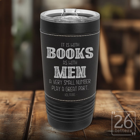 Books & Men - Leatherette & Black 20 oz Tumbler
