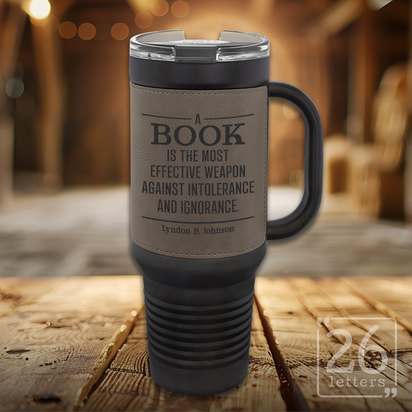 Effective Weapon ~ Leatherette & Black 40 oz Travel Mug