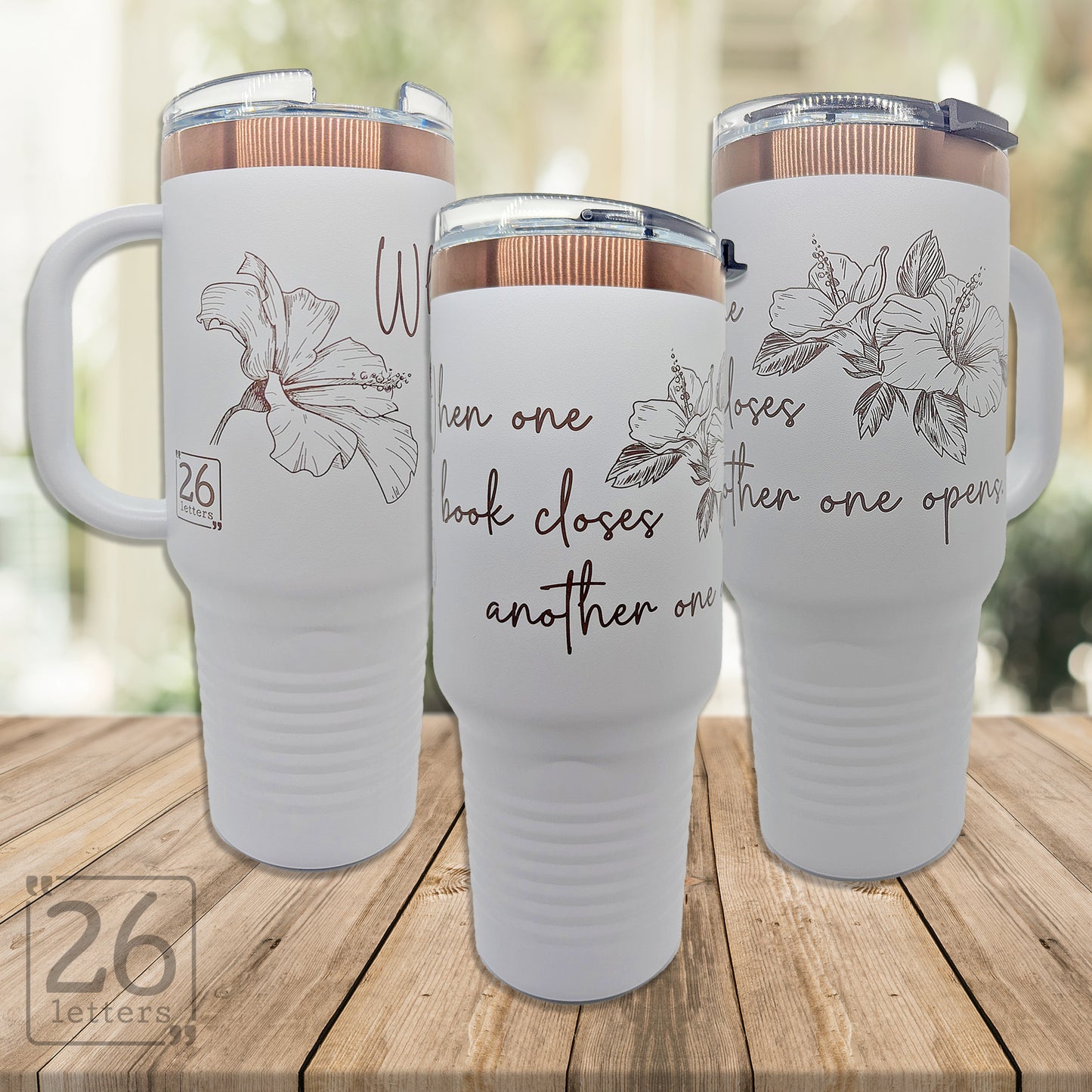 When One Book Closes - 40 oz Rose Gold Travel Mug
