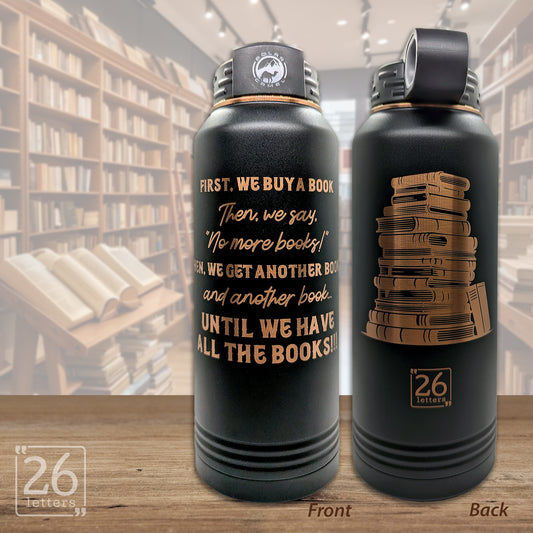 All The Books - 32 oz Rose Gold Water Bottle