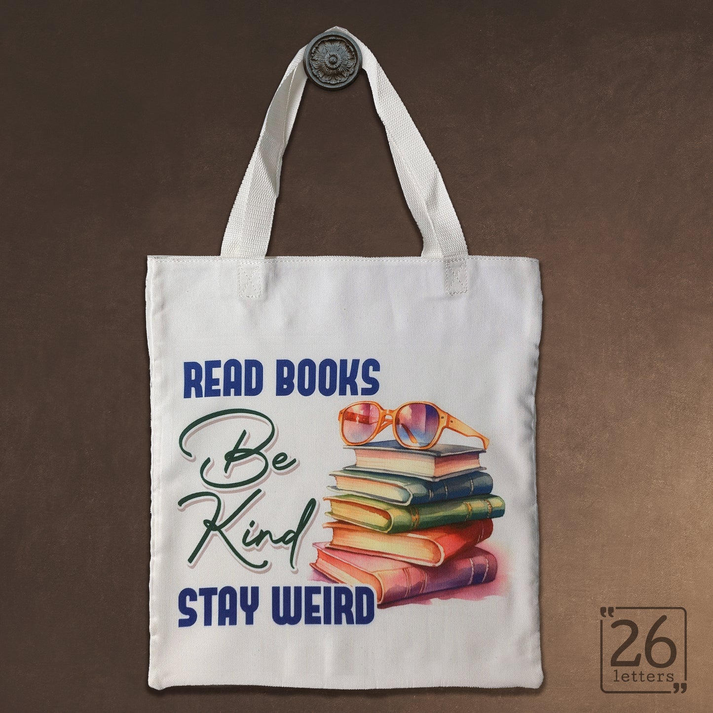 Read Books - White Canvas Book Bag
