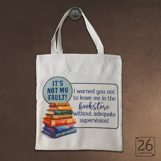 Adequate Supervision - White Canvas Book Bag