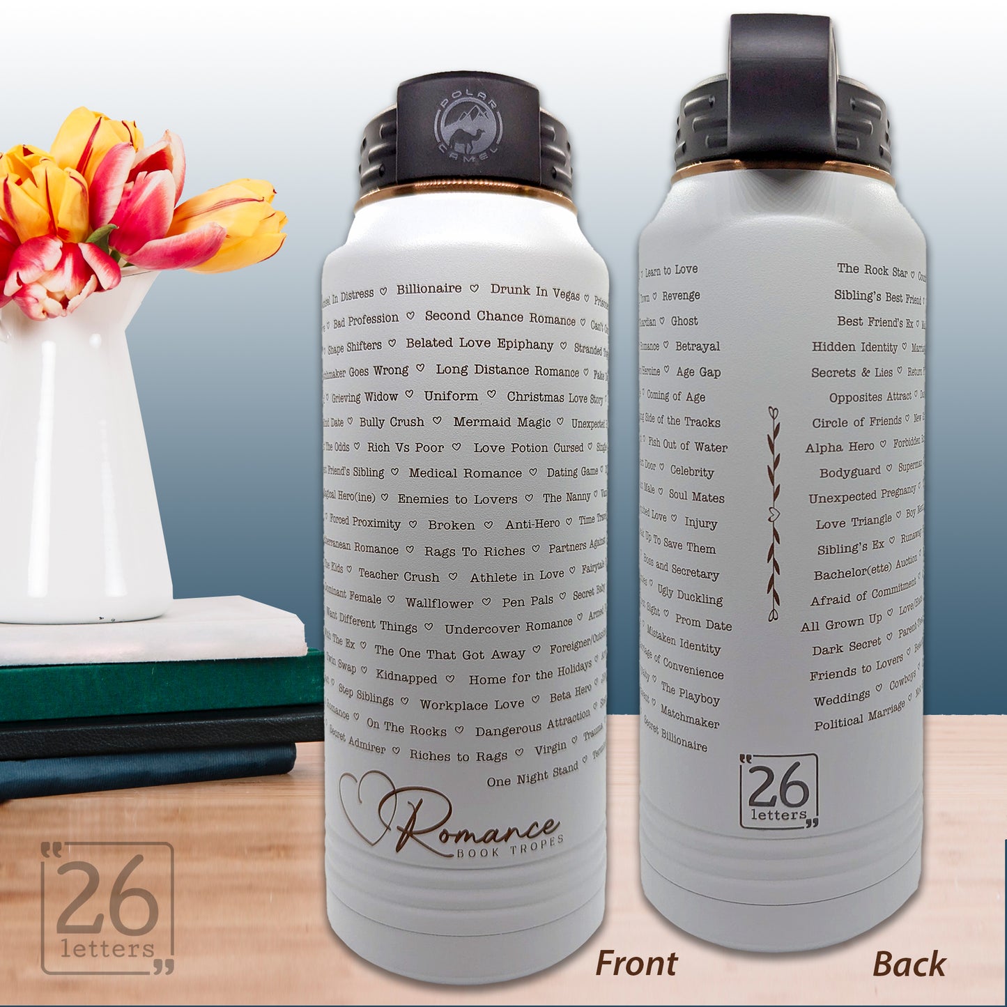 Book Tropes - 32 oz Rose Gold Water Bottle