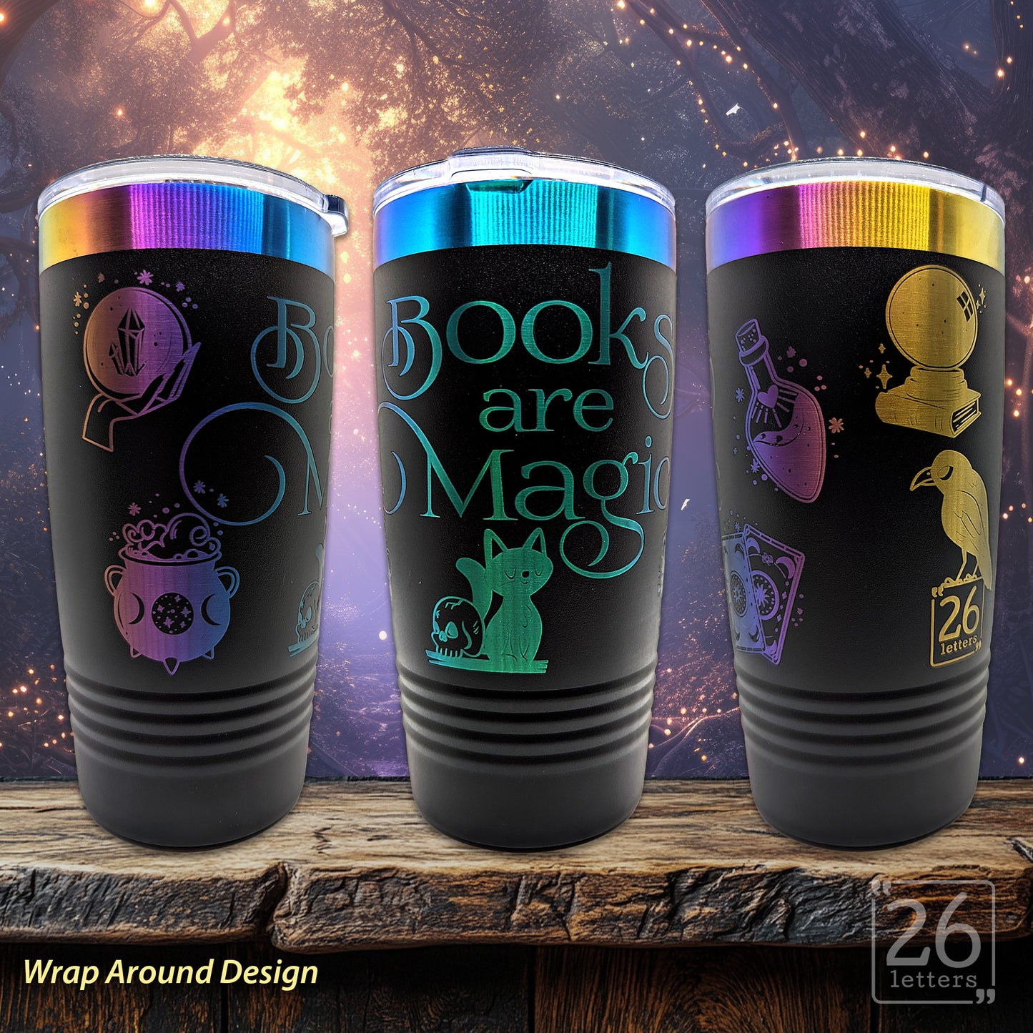 Books Are Magic - Matte Black & Prism Tumbler