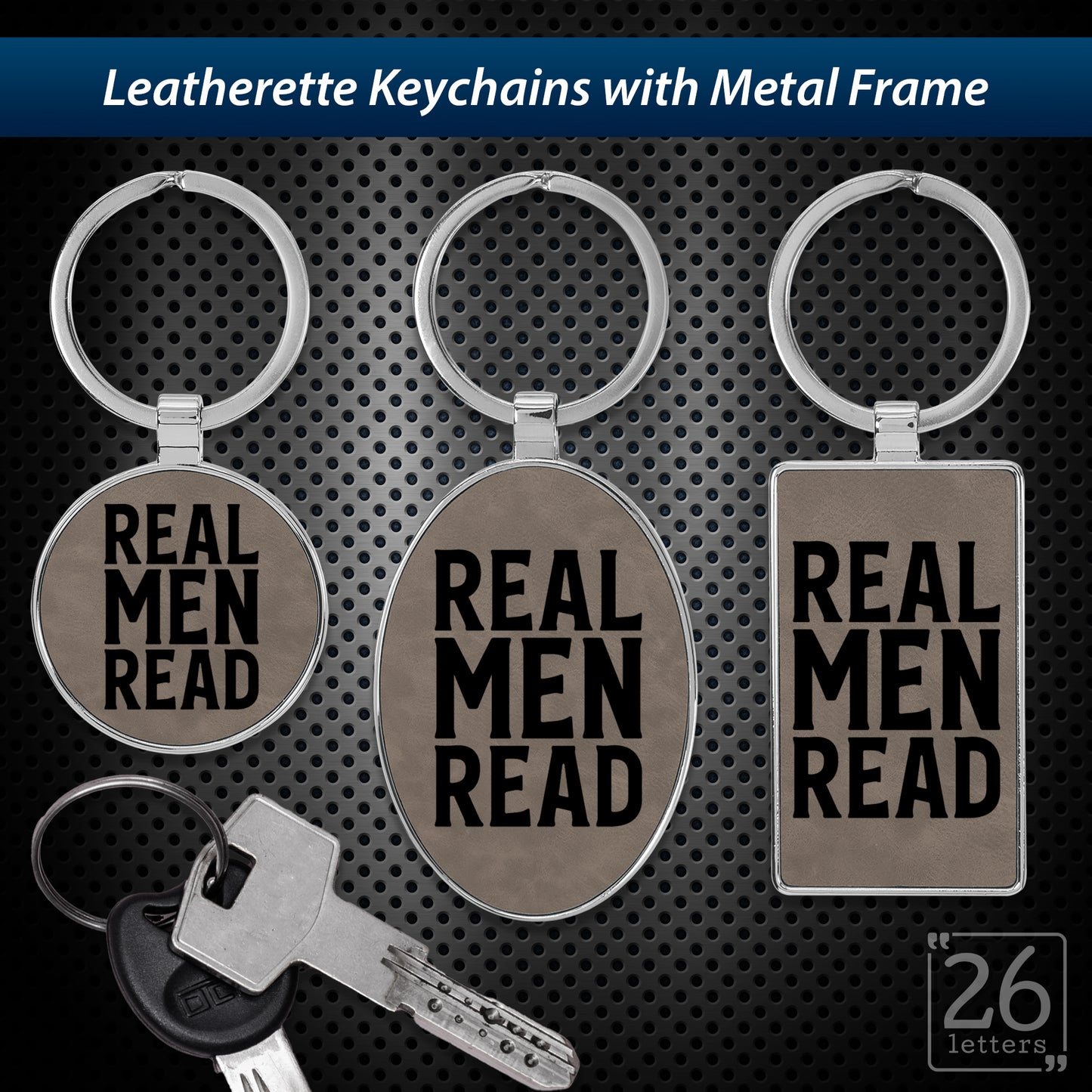 Real Men Read - leatherette keychains