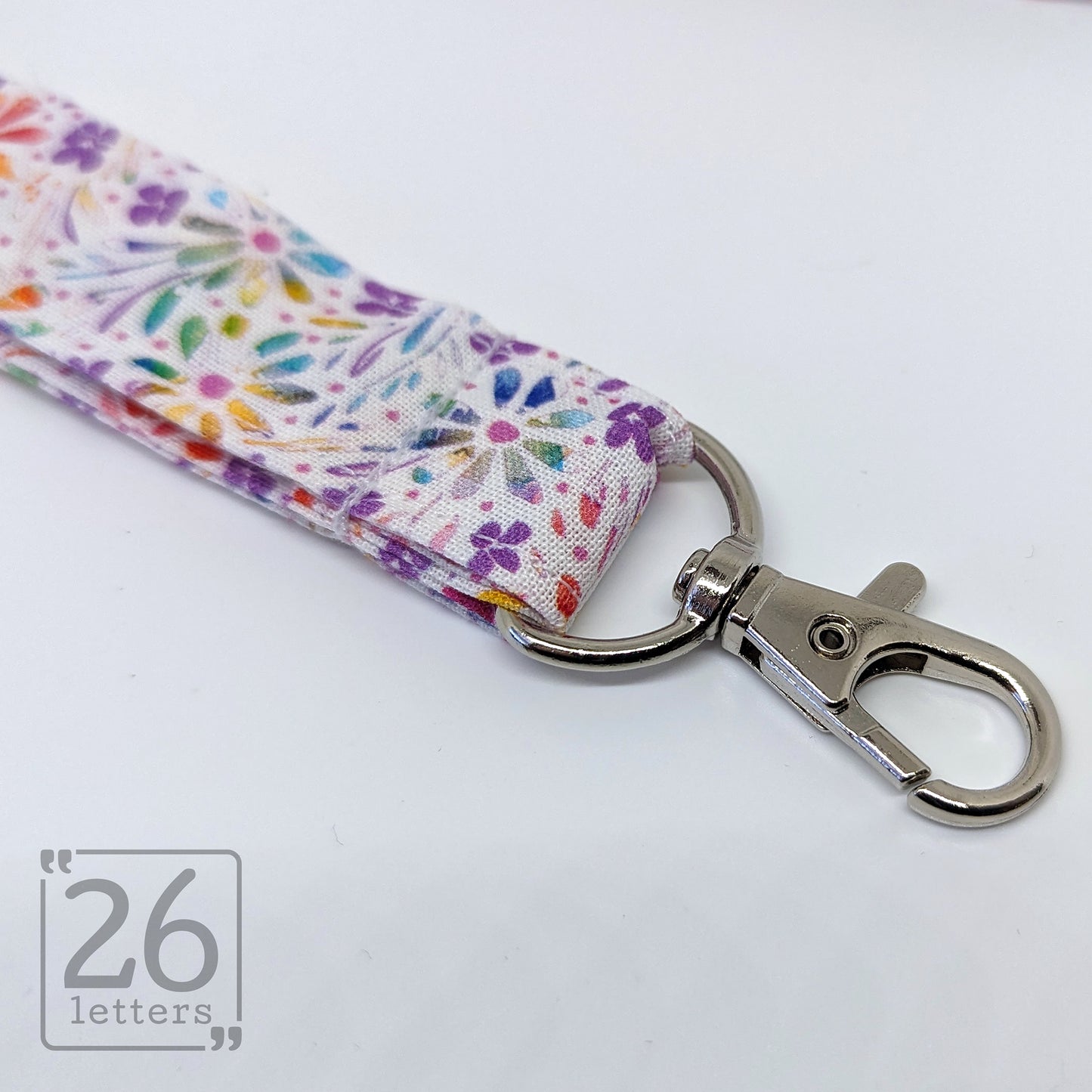 Colorful Floral ~ white lanyard