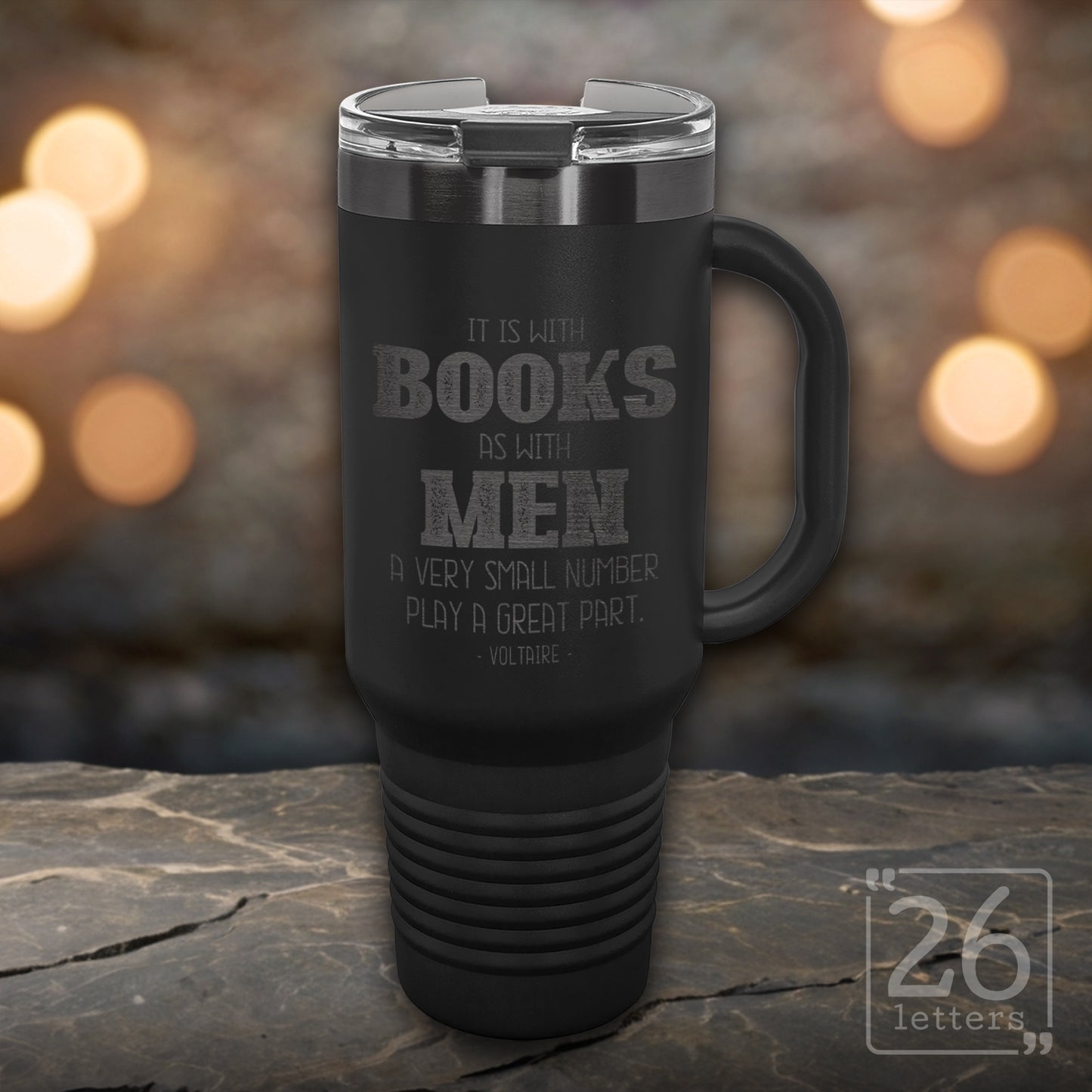 Books & Men - 40 oz ghost black travel mug