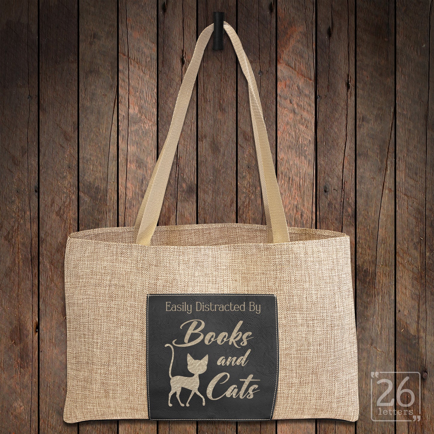 Easily Distracted By Books and Cats - Burlap Bag