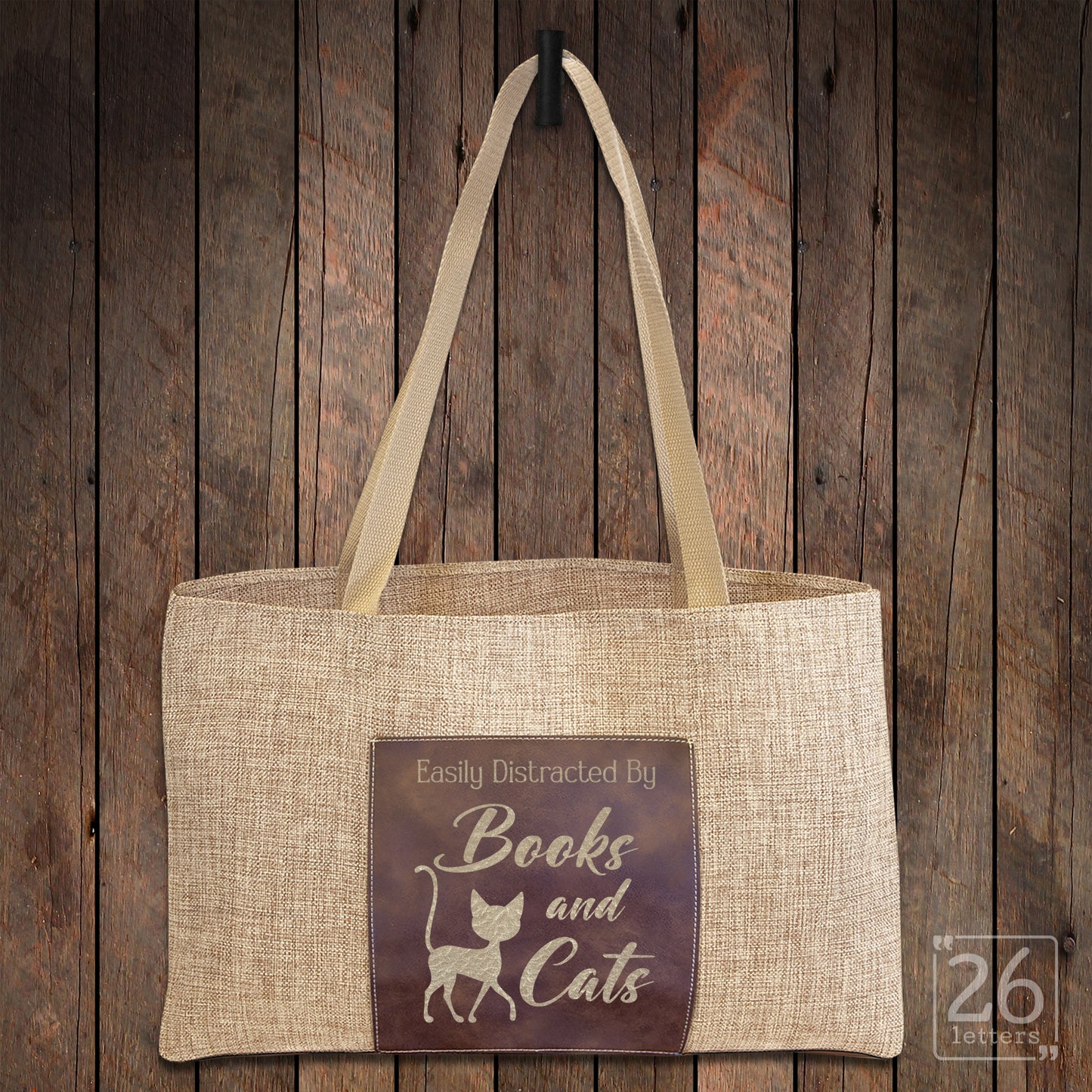 Easily Distracted By Books and Cats - Burlap Bag