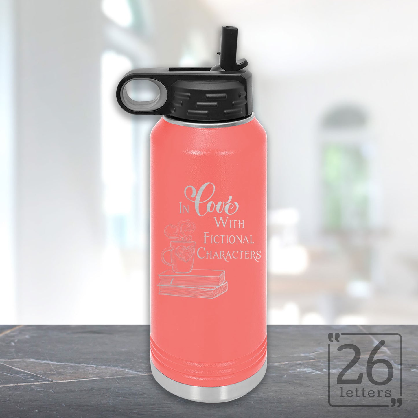 In Love With Fictional Characters - 32 oz Water Bottle