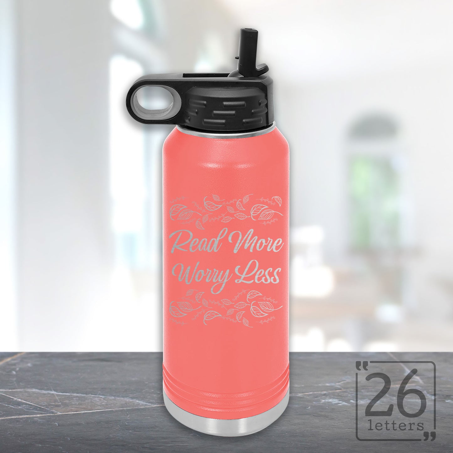 Read More Worry Less - 32 oz Water Bottle