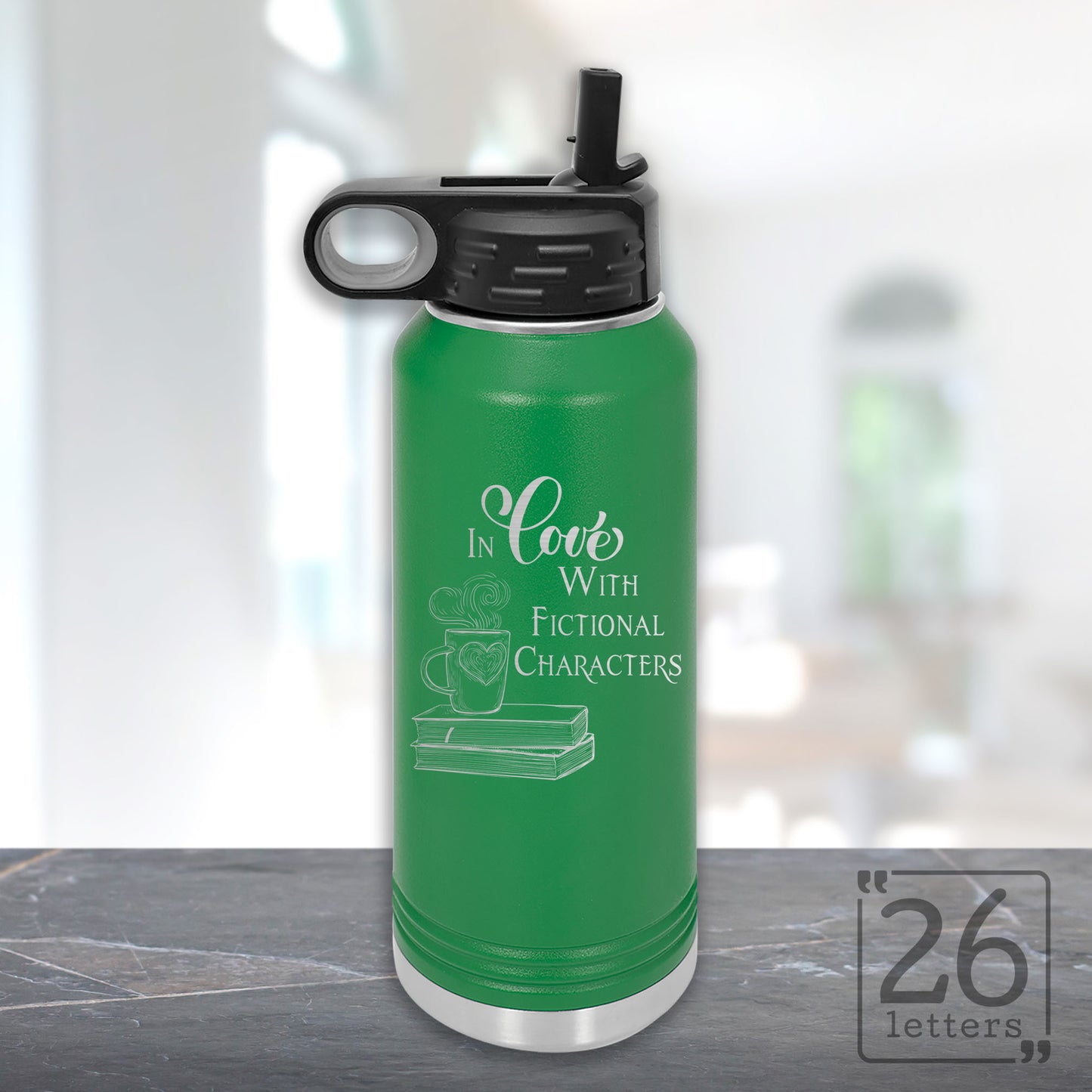 In Love With Fictional Characters - 32 oz Water Bottle