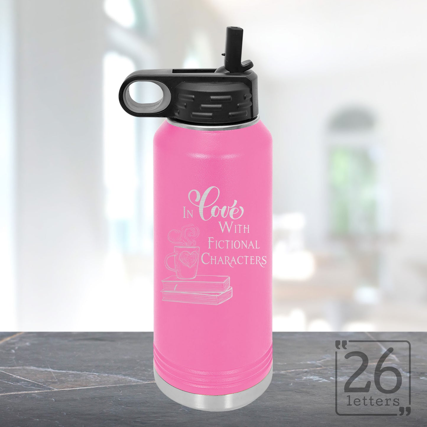 In Love With Fictional Characters - 32 oz Water Bottle