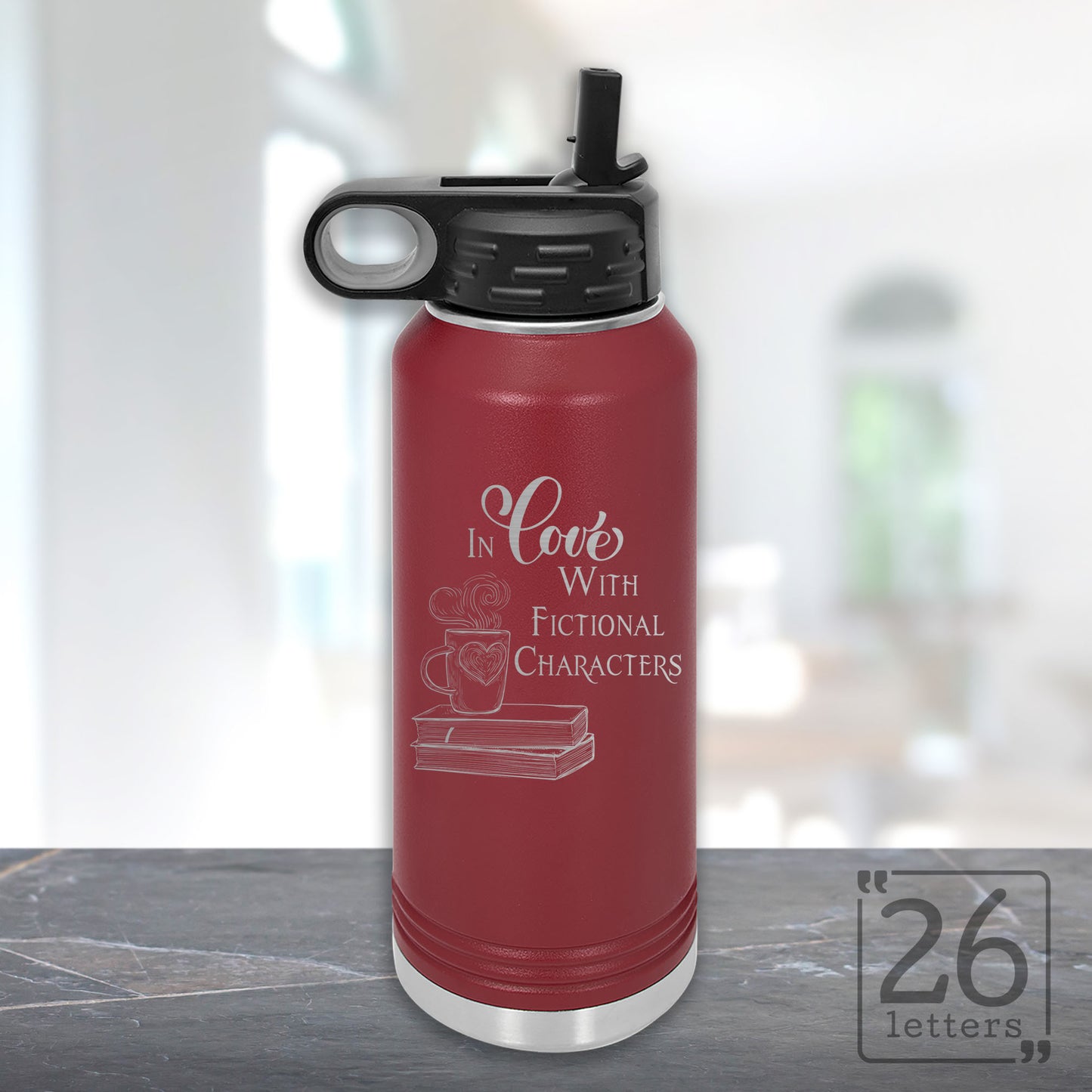 In Love With Fictional Characters - 32 oz Water Bottle
