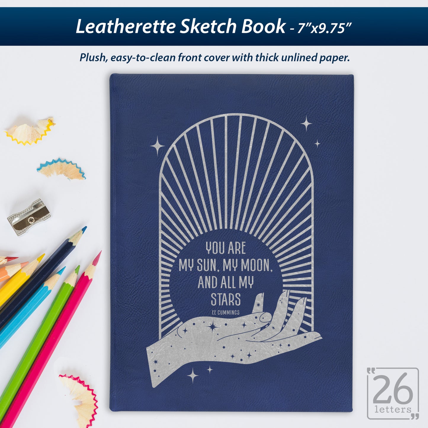 Sun and Moon - Laser Engraved Leatherette Sketch Book