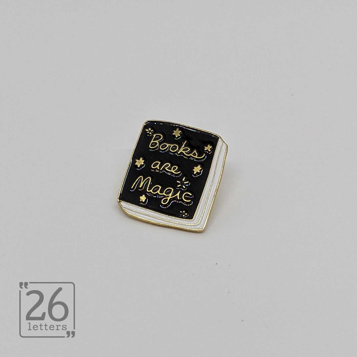 Books Are Magic Black Enamel Pin