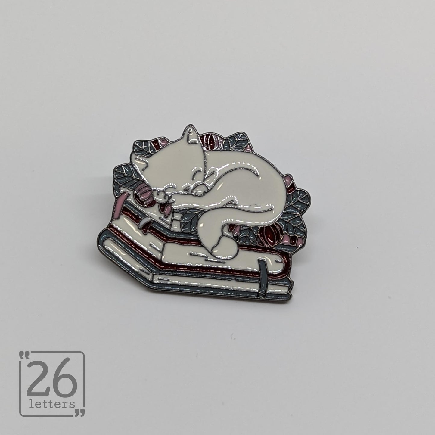 Sleeping White Cat Enamel Pin
