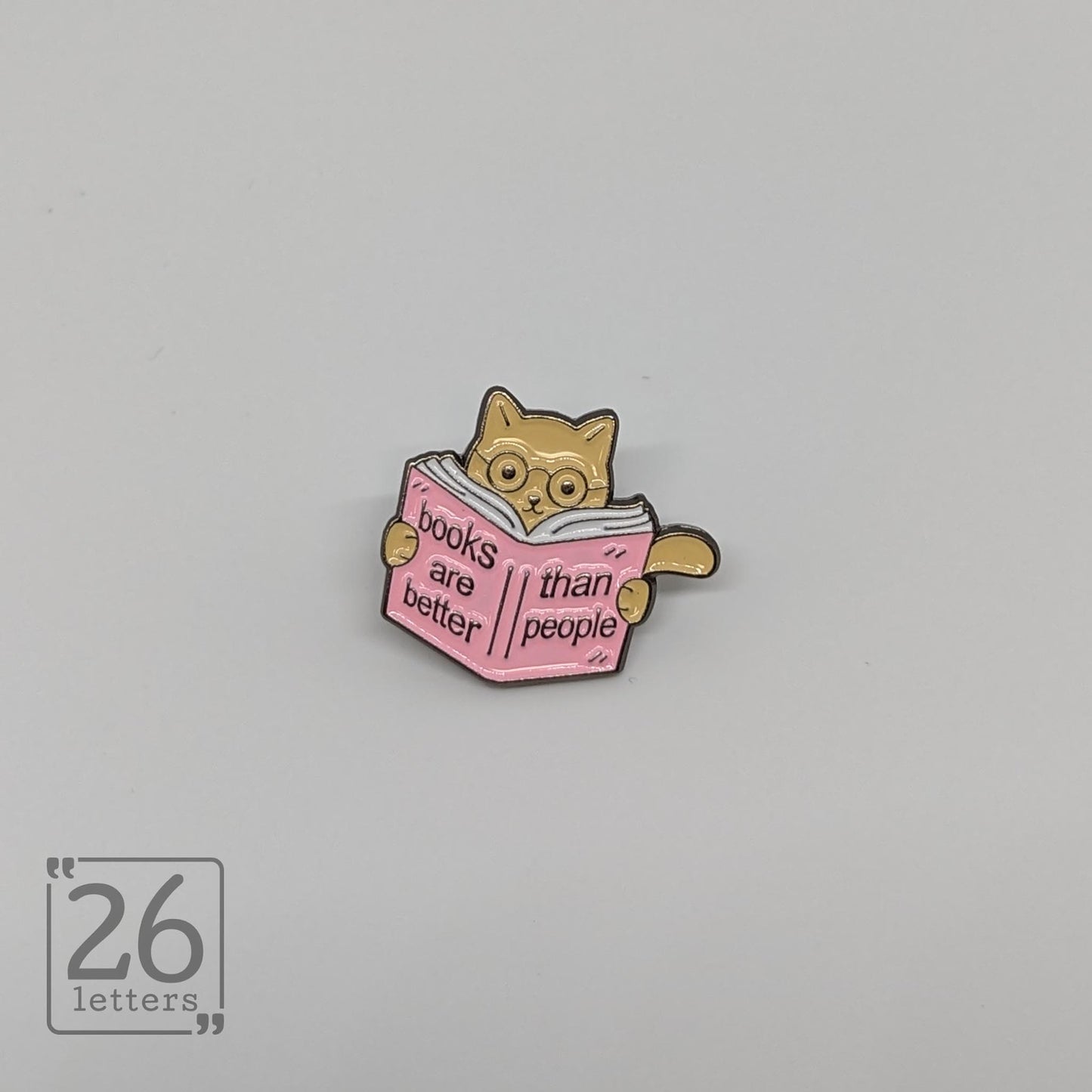 "Books Are Better Than People" Pink Book Enamel Pin