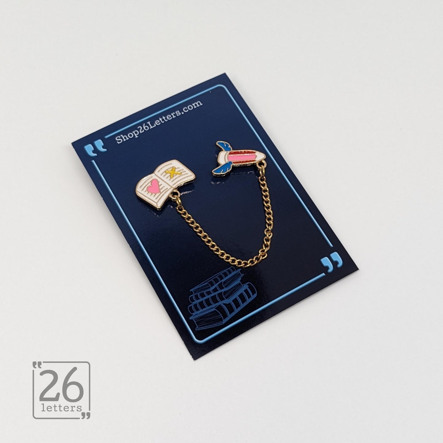 Rocket Pencil Chain Enamel Pin