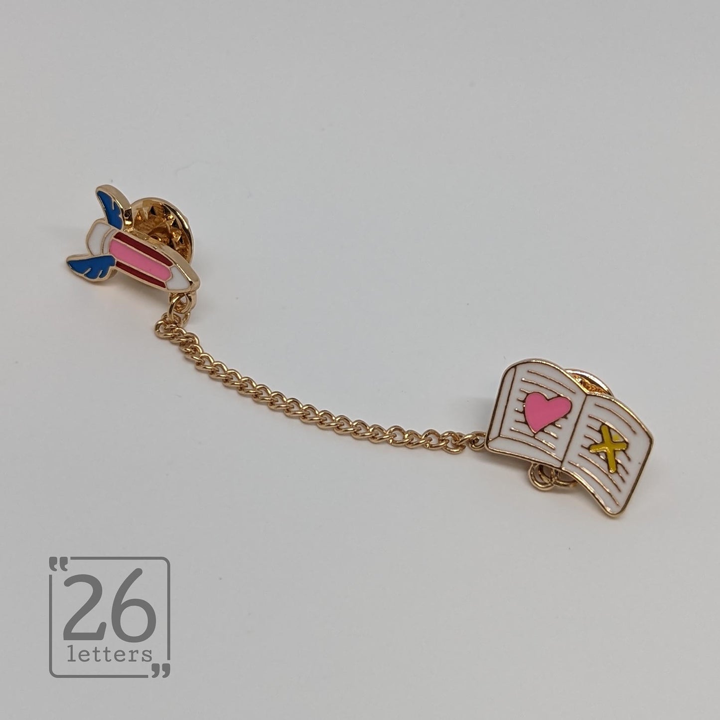 Rocket Pencil Chain Enamel Pin