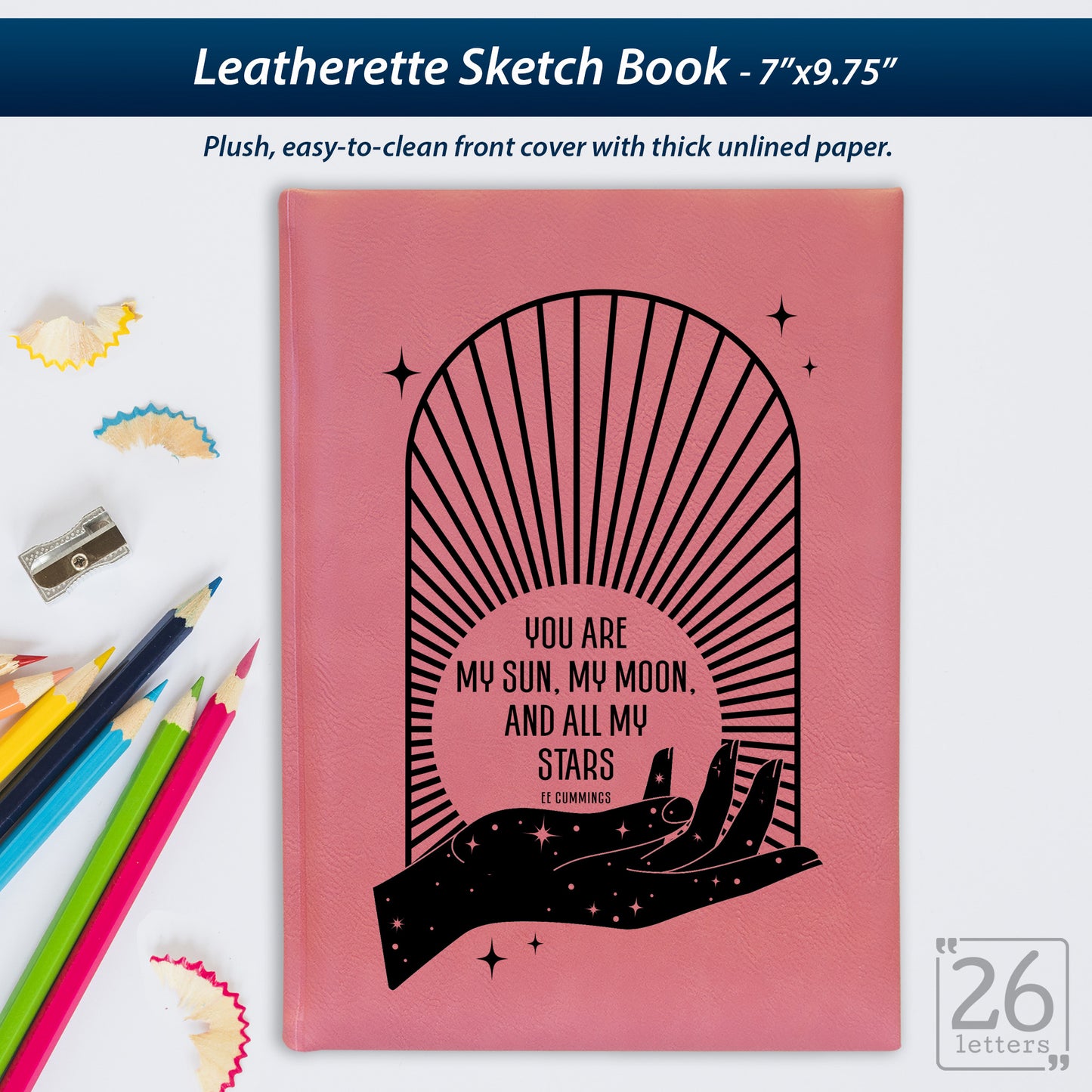 Sun and Moon - Laser Engraved Leatherette Sketch Book