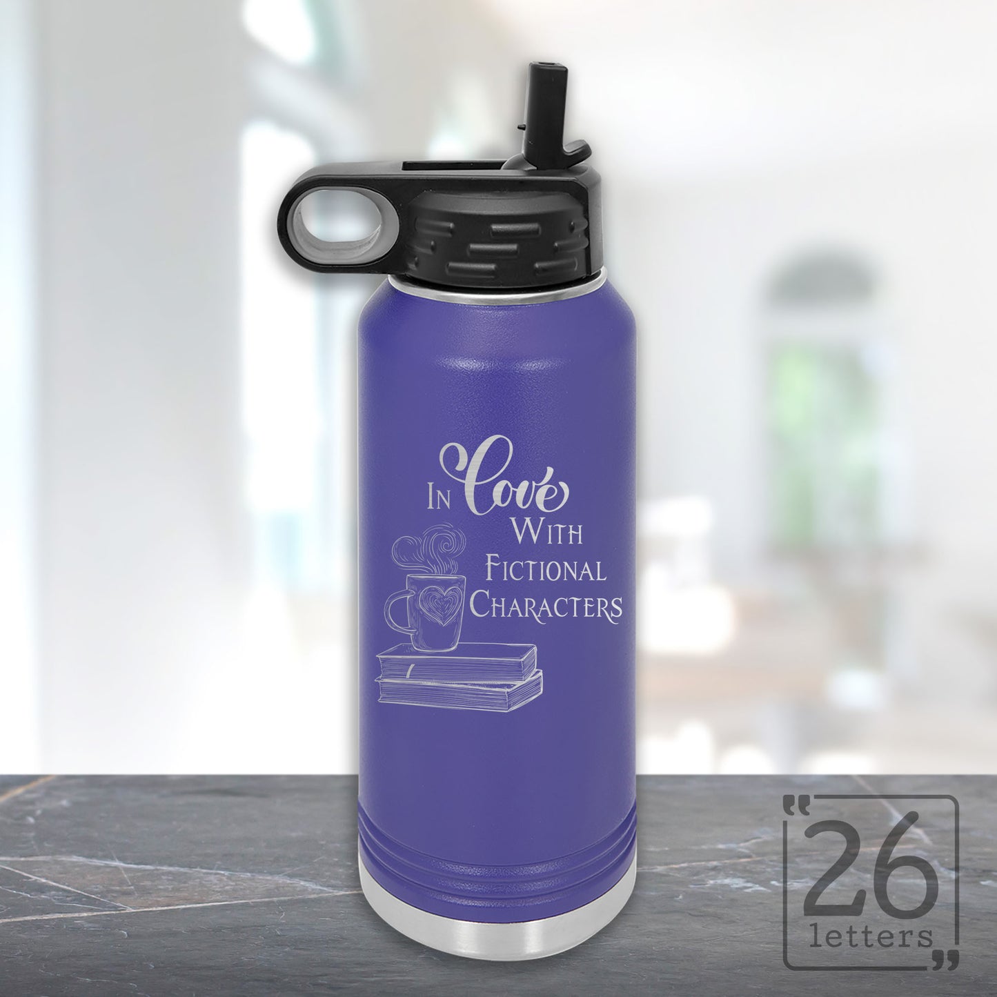 In Love With Fictional Characters - 32 oz Water Bottle