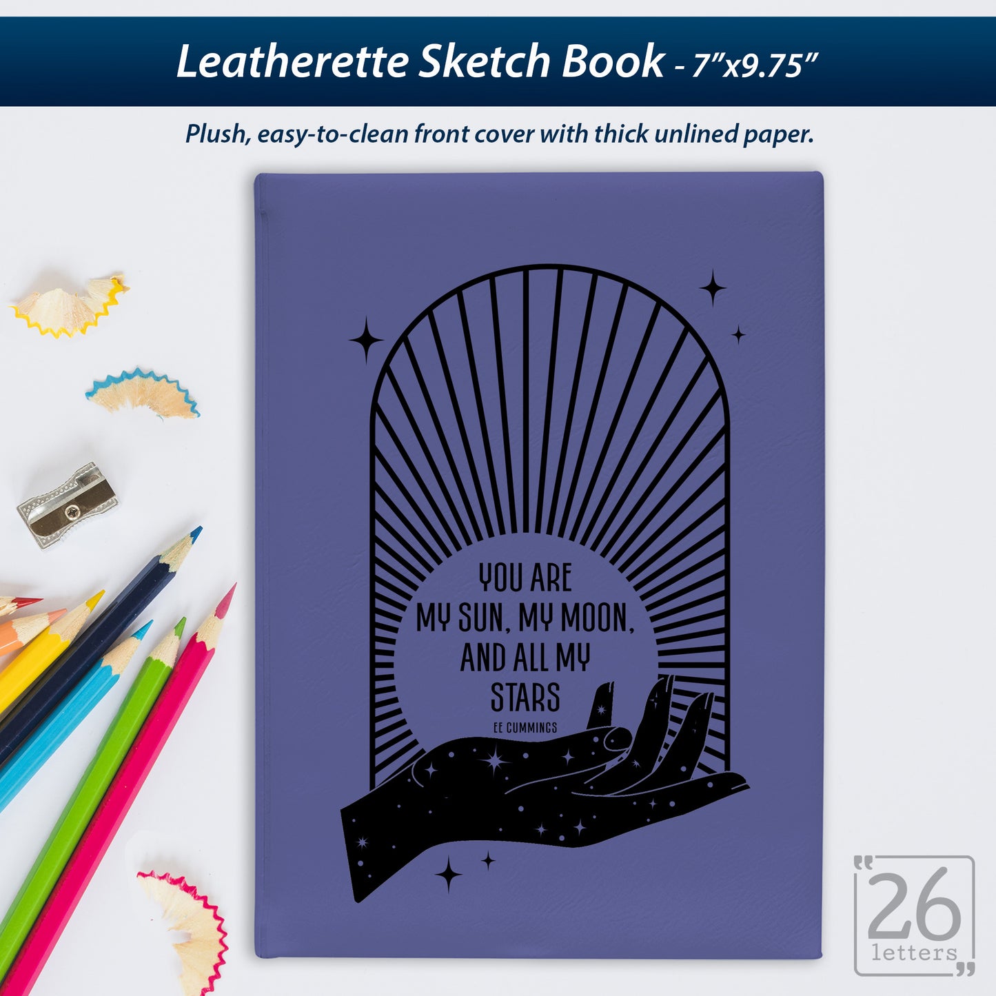 Sun and Moon - Laser Engraved Leatherette Sketch Book