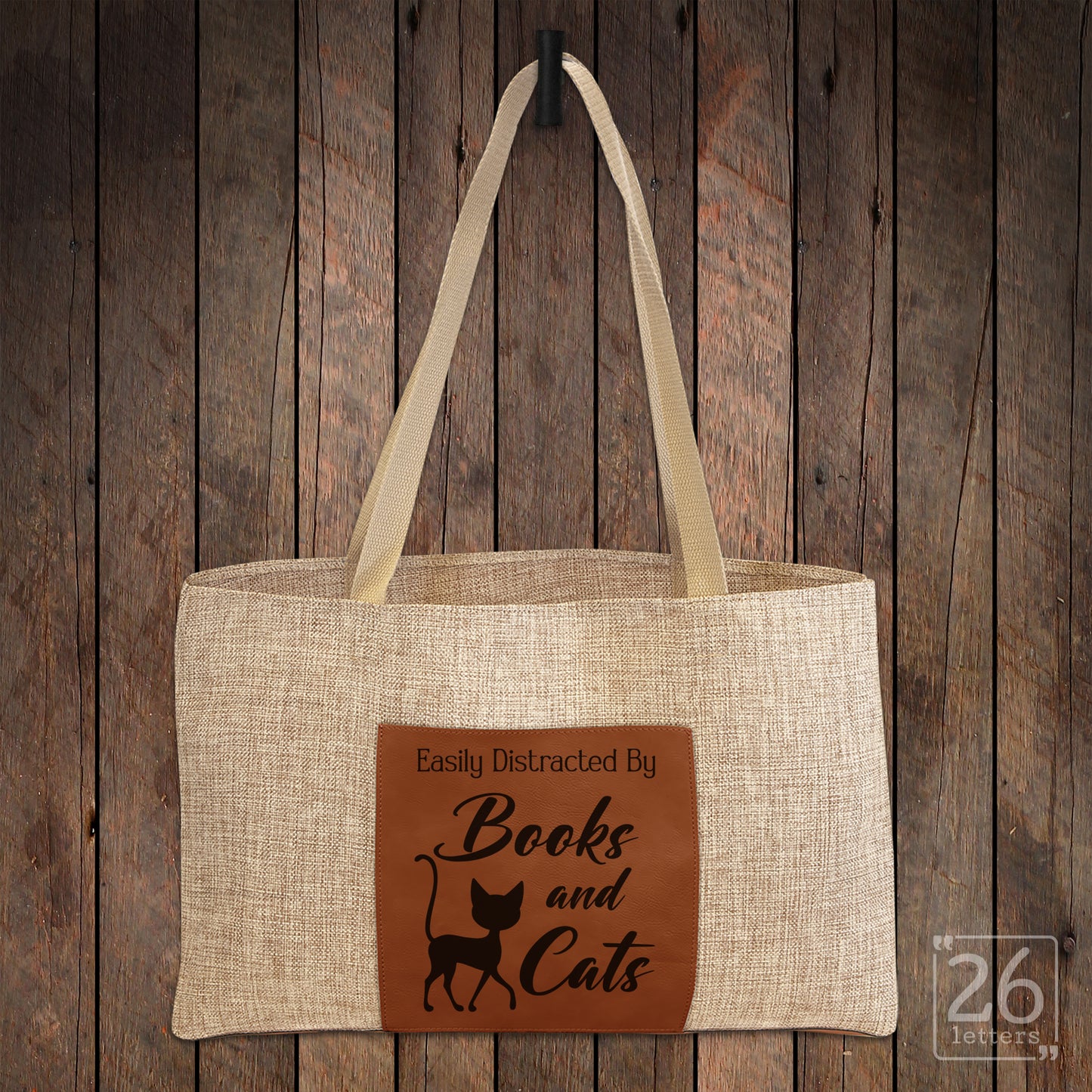 Easily Distracted By Books and Cats - Burlap Bag