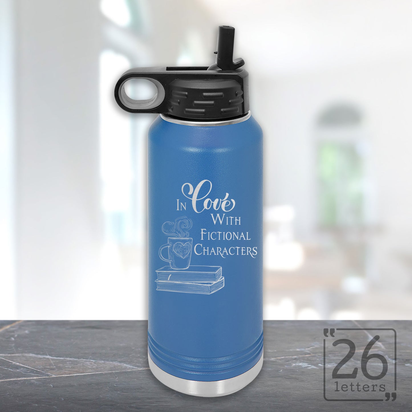 In Love With Fictional Characters - 32 oz Water Bottle
