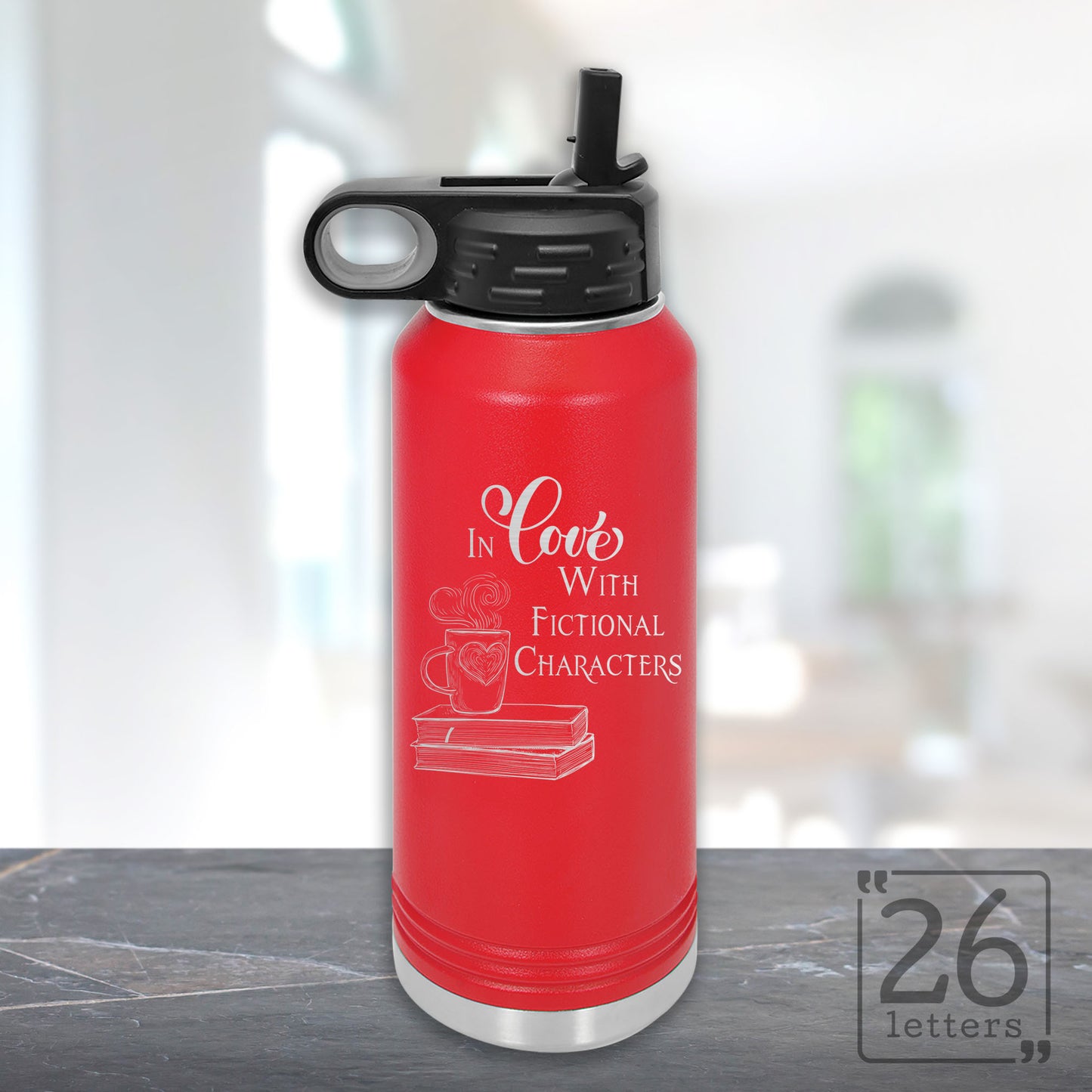 In Love With Fictional Characters - 32 oz Water Bottle