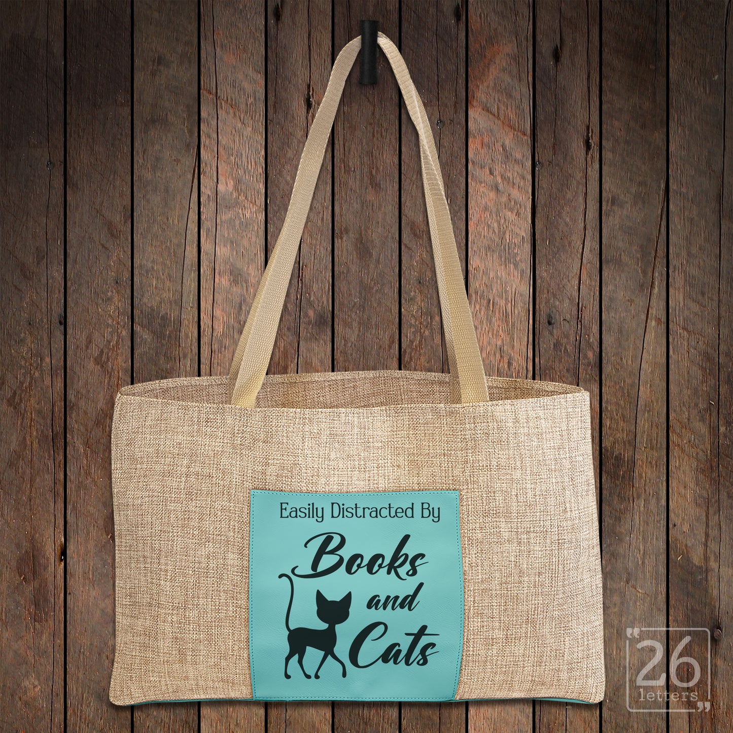 Easily Distracted By Books and Cats - Burlap Bag