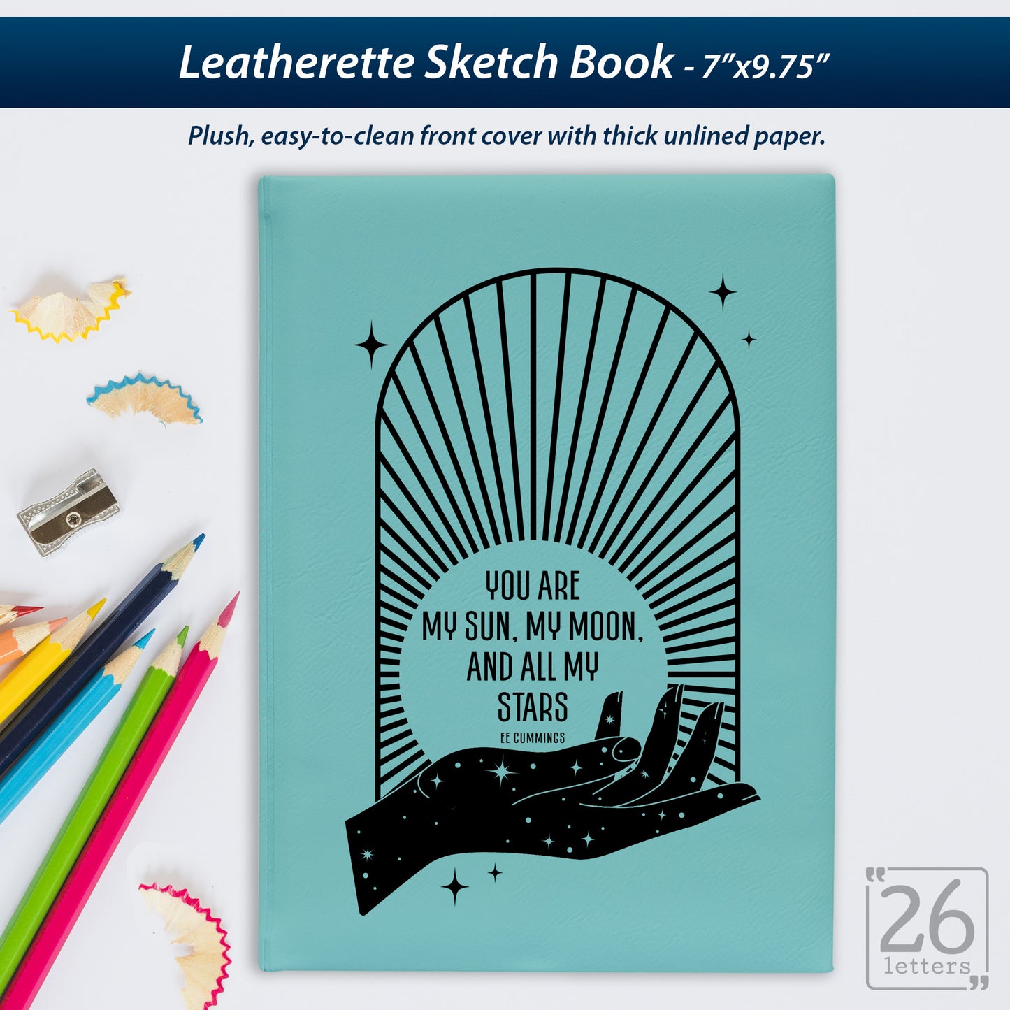 Sun and Moon - Laser Engraved Leatherette Sketch Book