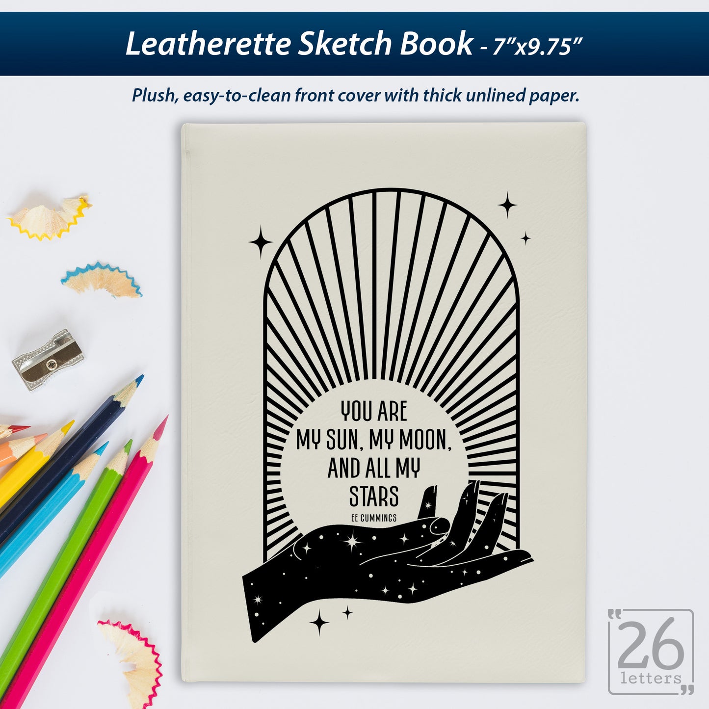 Sun and Moon - Laser Engraved Leatherette Sketch Book