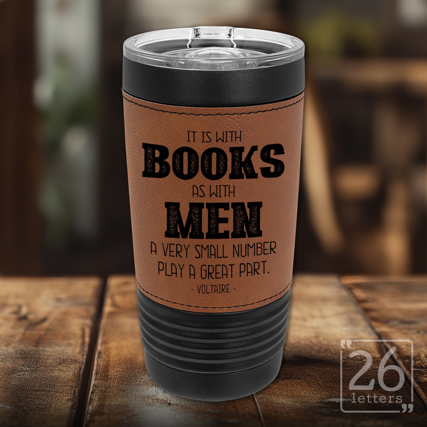 Books & Men - Leatherette & Black 20 oz Tumbler