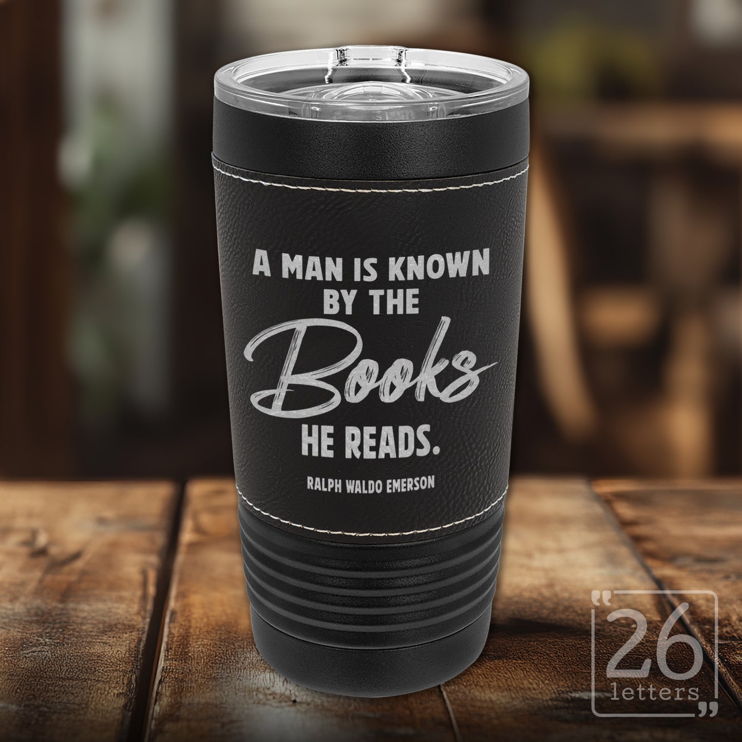 A Man is Known - Leatherette & Black 20 oz Tumbler