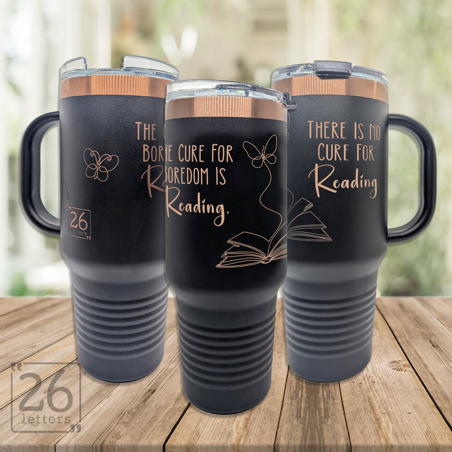 No Cure For Reading - 40 oz Rose Gold Travel Mug