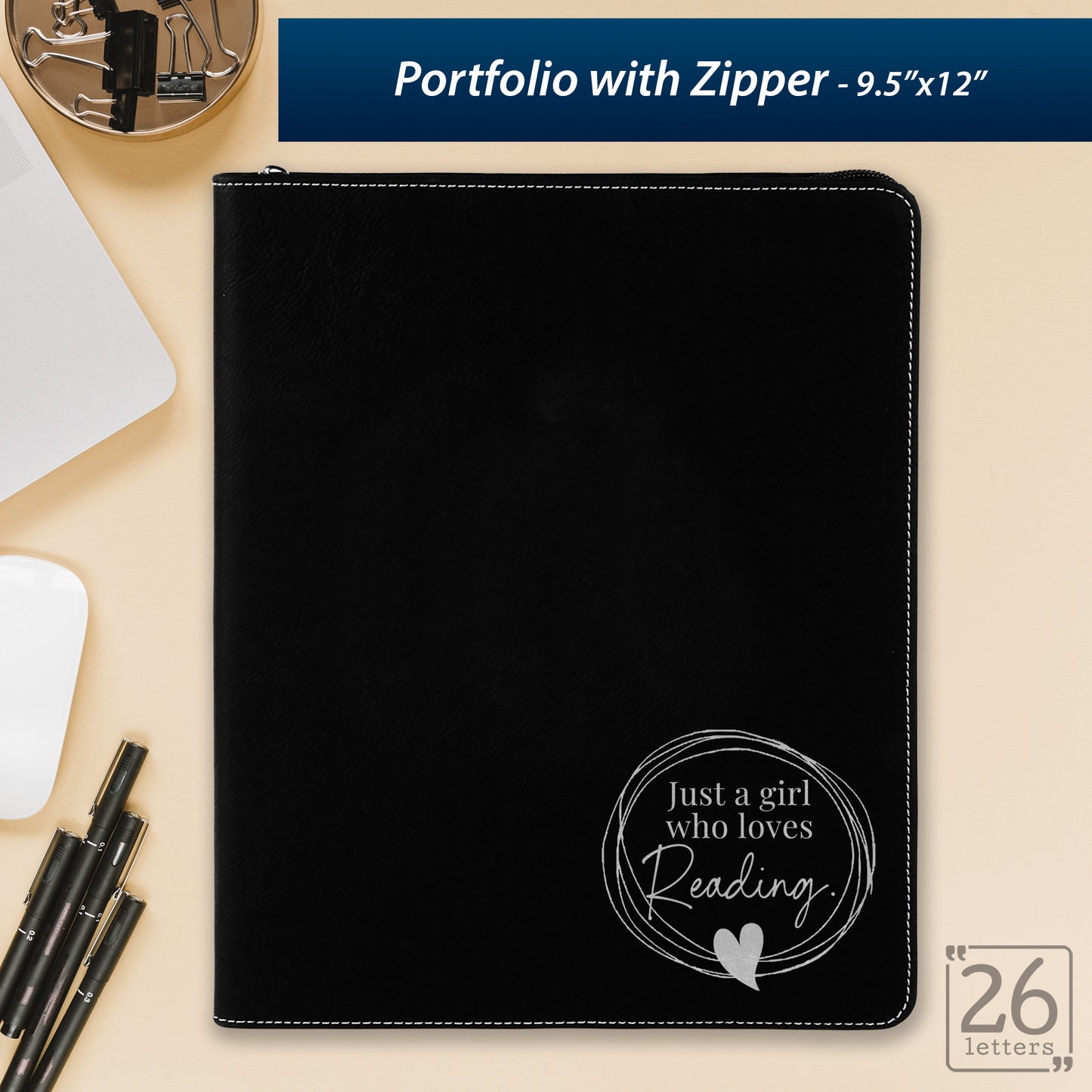 Just a Girl Who Loves Reading - Zippered Portfolio