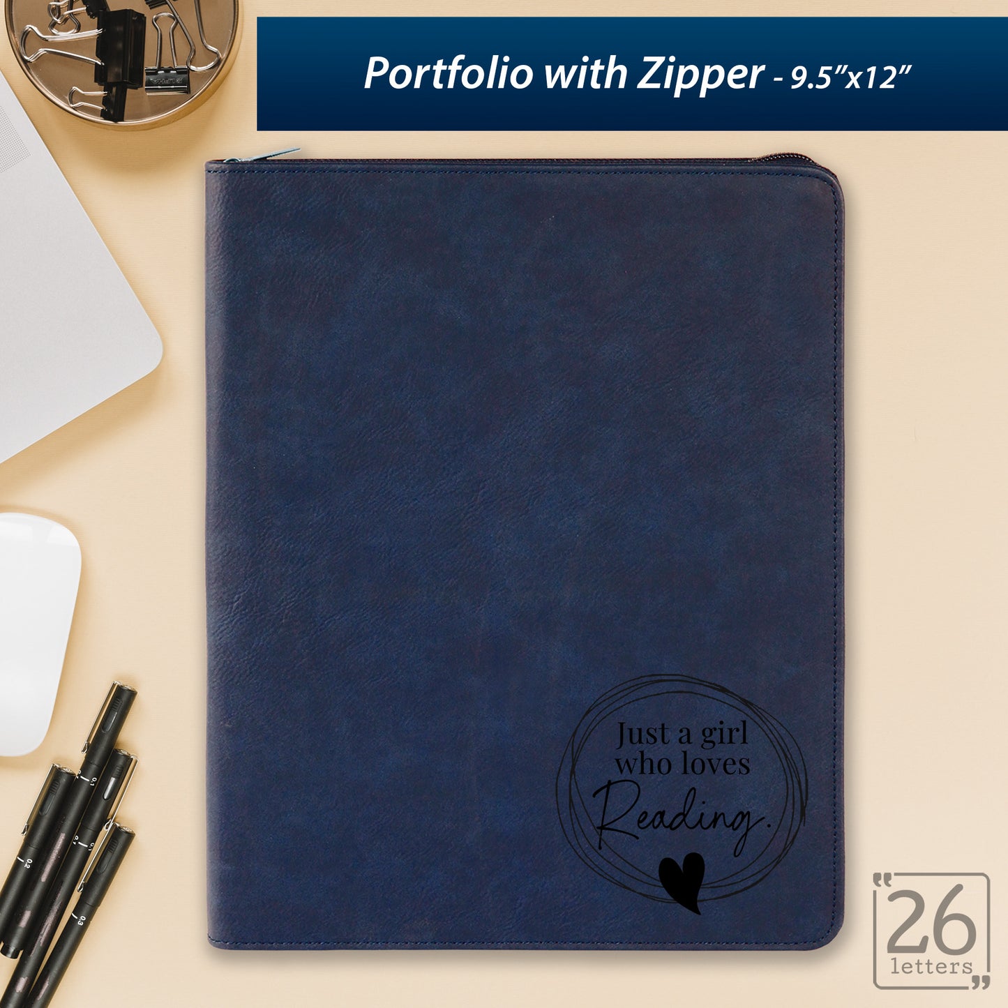 Just a Girl Who Loves Reading - Zippered Portfolio