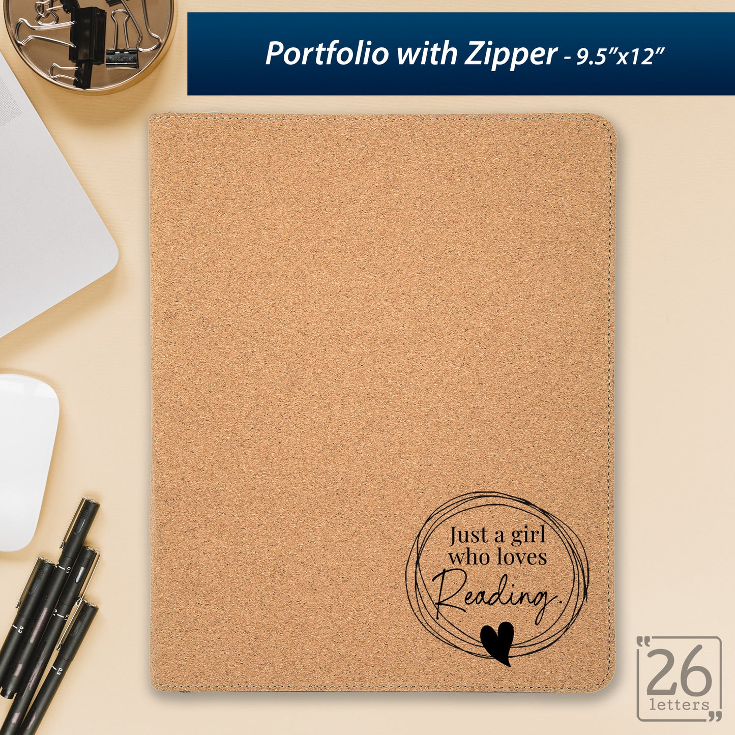 Just a Girl Who Loves Reading - Zippered Portfolio