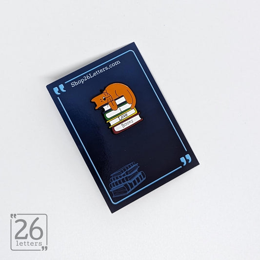 Orange Cat "I Love Books" Enamel Pin