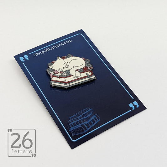 Sleeping White Cat Enamel Pin